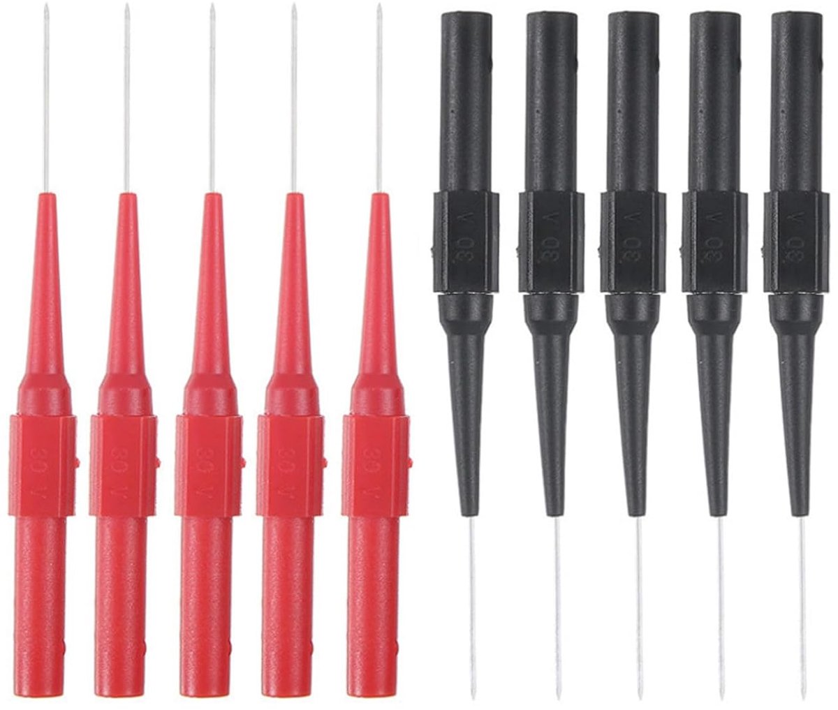 10 stuks 0,7 mm meetpunten voor multimeter, testpunten B0cxpxqrgt voor professionals (rood/zwart)