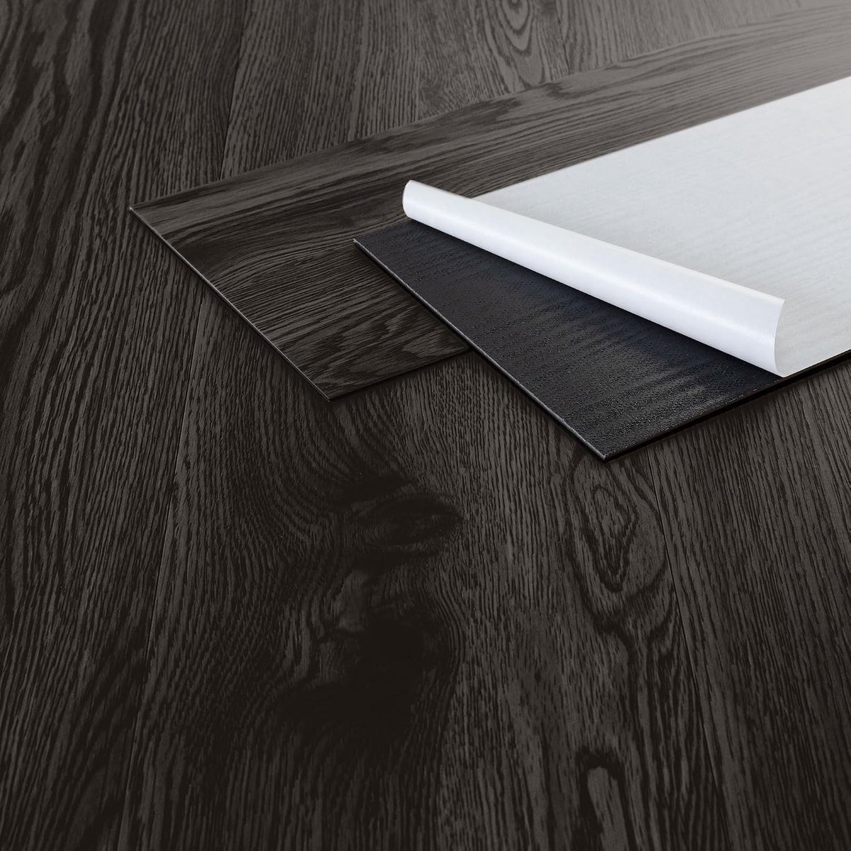 Deluxe PVC vloer zelfklevende vinyl planken vinyl vloer 91,5 cm x 15,3 cm x 2 mm, dikte 2 mm, 6,69m²/48 planken, eik donkergrijs, houtlook, antislip, waterbestendig, eenvoudige installatie