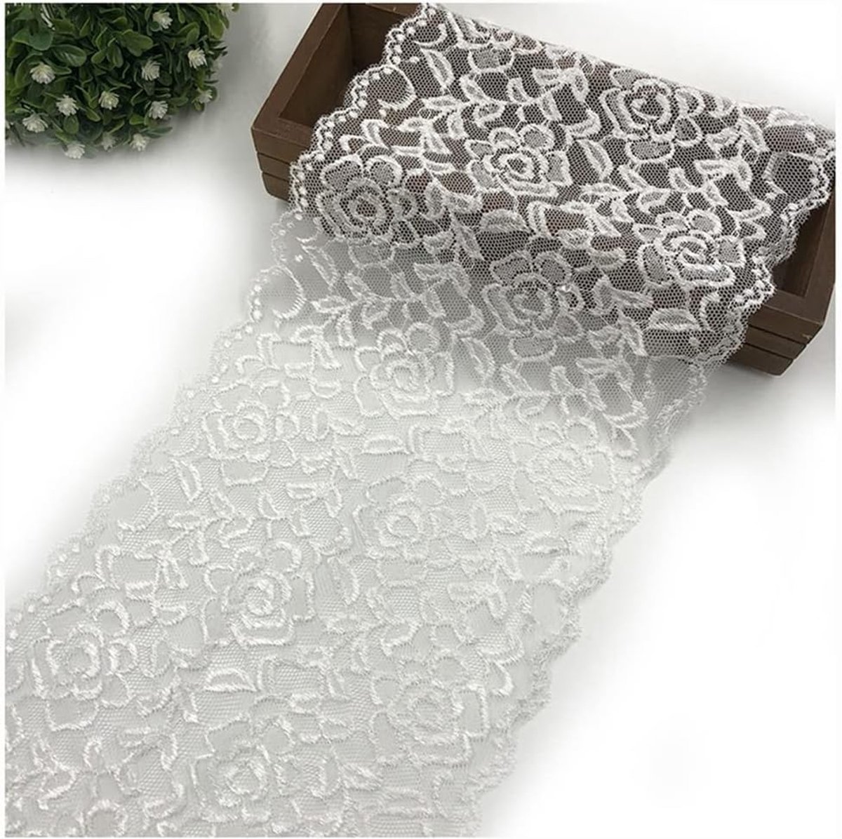 18 cm breed kant lint mooi roos borduurwerk kant lint vintage kanten rand bloemen rand sierband tafelloper tafelband bruiloft festival tafeldecoratie wit 5 yard