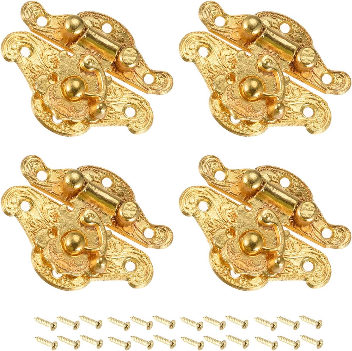 Schakelslot (37 mm x 28 mm) 4 stuks zinklegering kliksluiting - voor kasten, boxen, reiskoffers, goudkleur