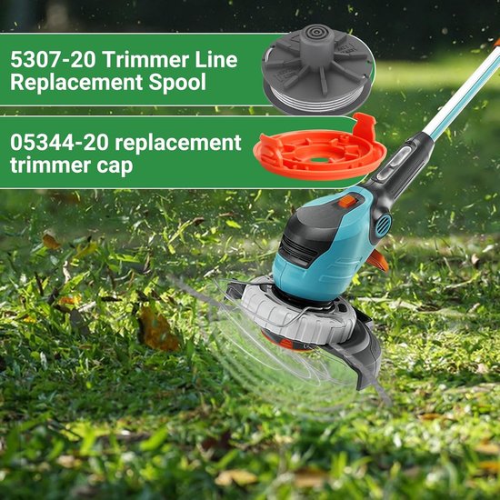 Trimmerspoel lijn voor Gardena 05307-20, 1,65 mm, 6,1 m spoel lijnen compatibel met Art 8846-8848 Art 9805-9809 vervangende lijn spoel met dop (4 spoel + 1 deksel) — afbeelding 2