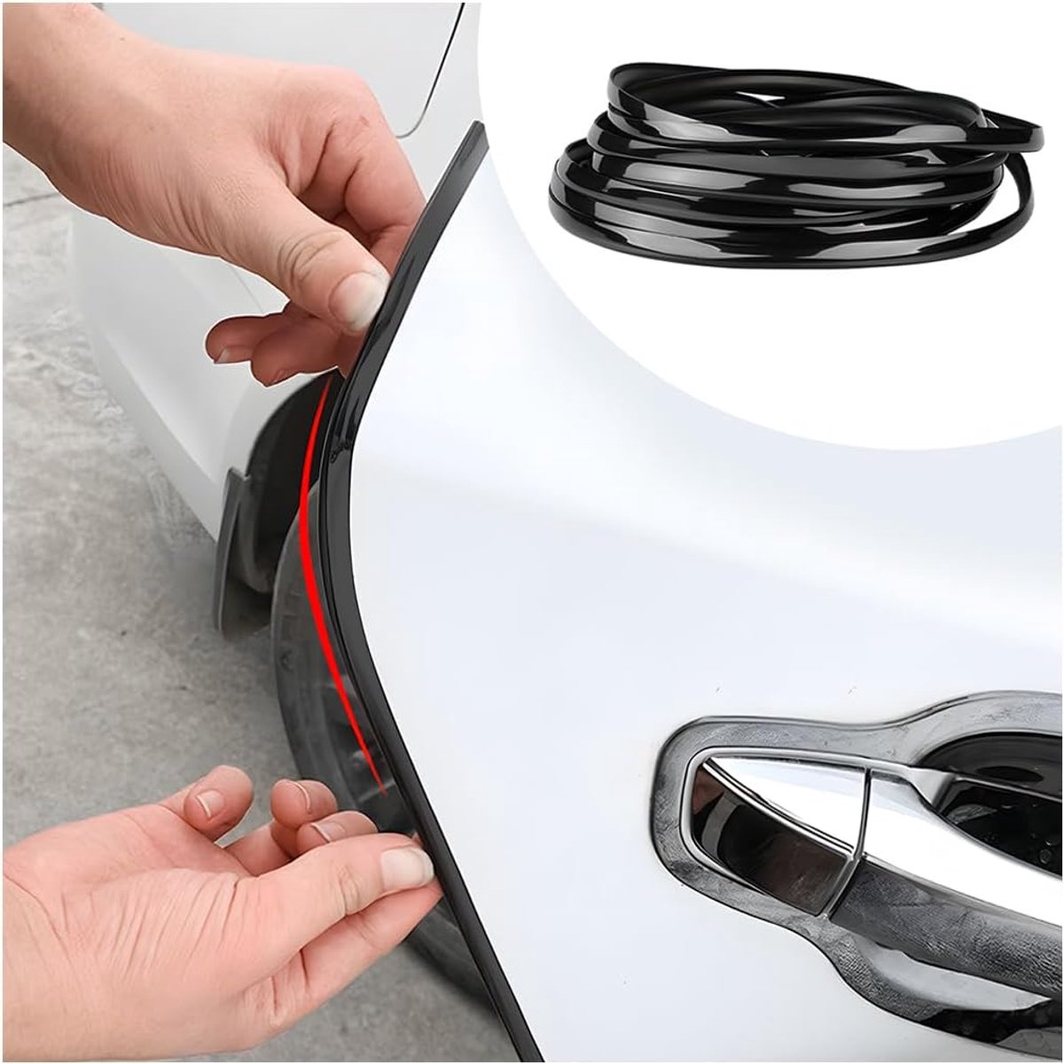randbescherming autodeur, U-vormige deurrandbescherming-platenstrip, zelfklevende sierstrip universele auto contour leiste, randbescherming PVC-beschermdeur (zwart 10m)