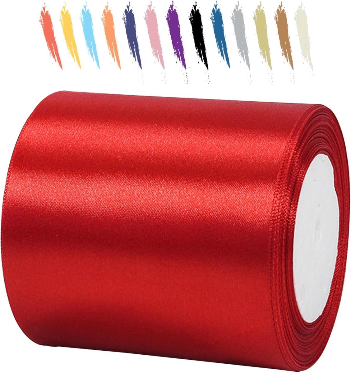 100mm Rood Satijnen Lint,25 Meters Decoratie Zijden Linten,Breed Lint,Cadeaulint,Autolint,voor Feest, Bruiloft, Verjaardag,Valentijn Party