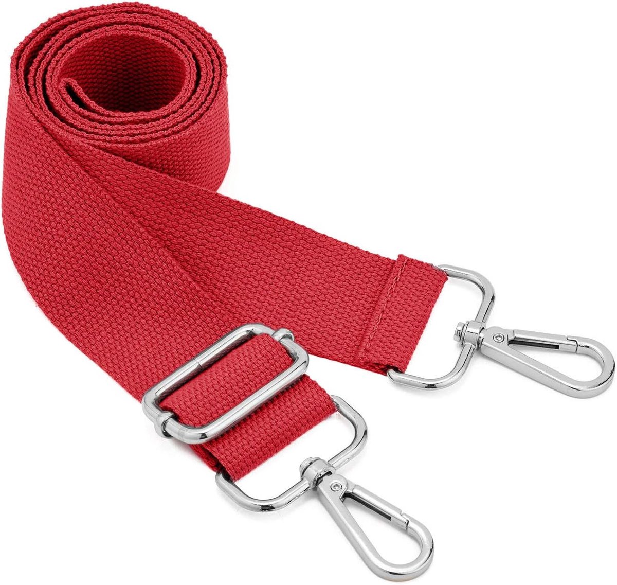 schoudertasriem, verstelbare vervangende tasriem met metalen draaihaak, zachte canvas tasriem, schoudertasriem, messengertas, verwisselbare riem voor crossbody-handtas, zilver-rood, Breit:3.5CM