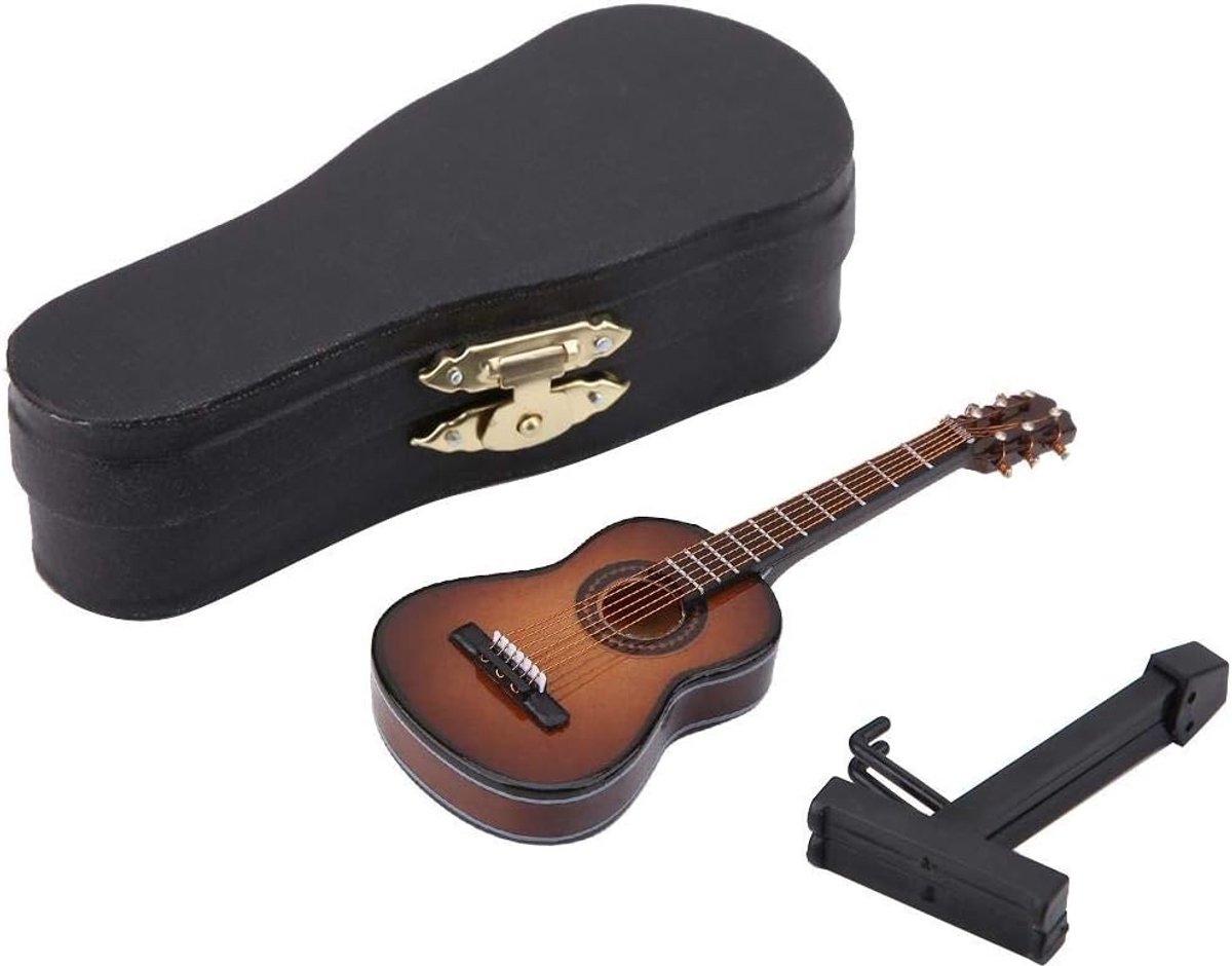 Gitaardecoratie, 10 cm Bruin Miniatuur Gitaar Display Houten Model Muzikaal Ornamenten Mini Gitaar Model Craft Home Decor