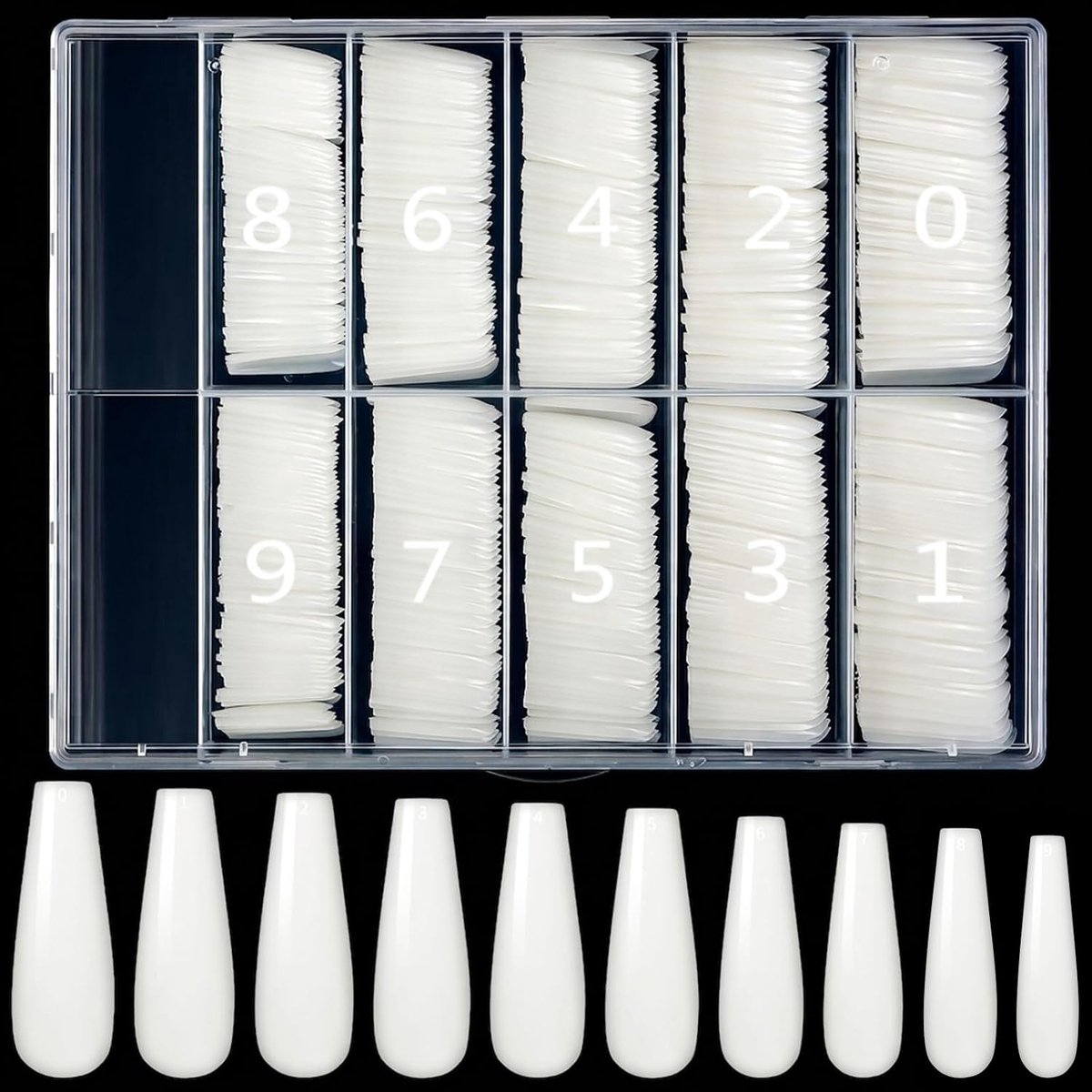 500 stuks acryl kunstnageltips, kunstnagels, nep doodskistnageltips, nageltips voor vrouwen en meisjes (natuur)