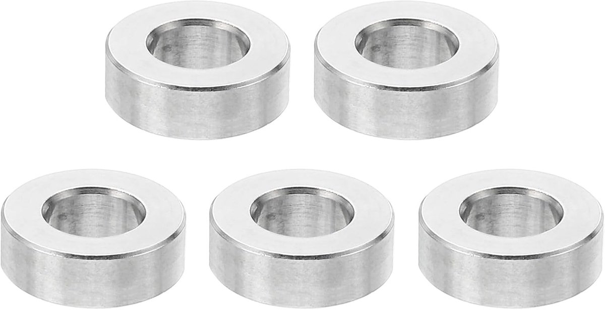 M6 roestvrijstalen afstandhouders, 5 stuks metalen afstandhouders roestvrij staal 6,2 mm ID x 12 mm OD x 5 mm L afstandsschroef afstandhouder ronde voor 1/4" of M6 schroefbouten
