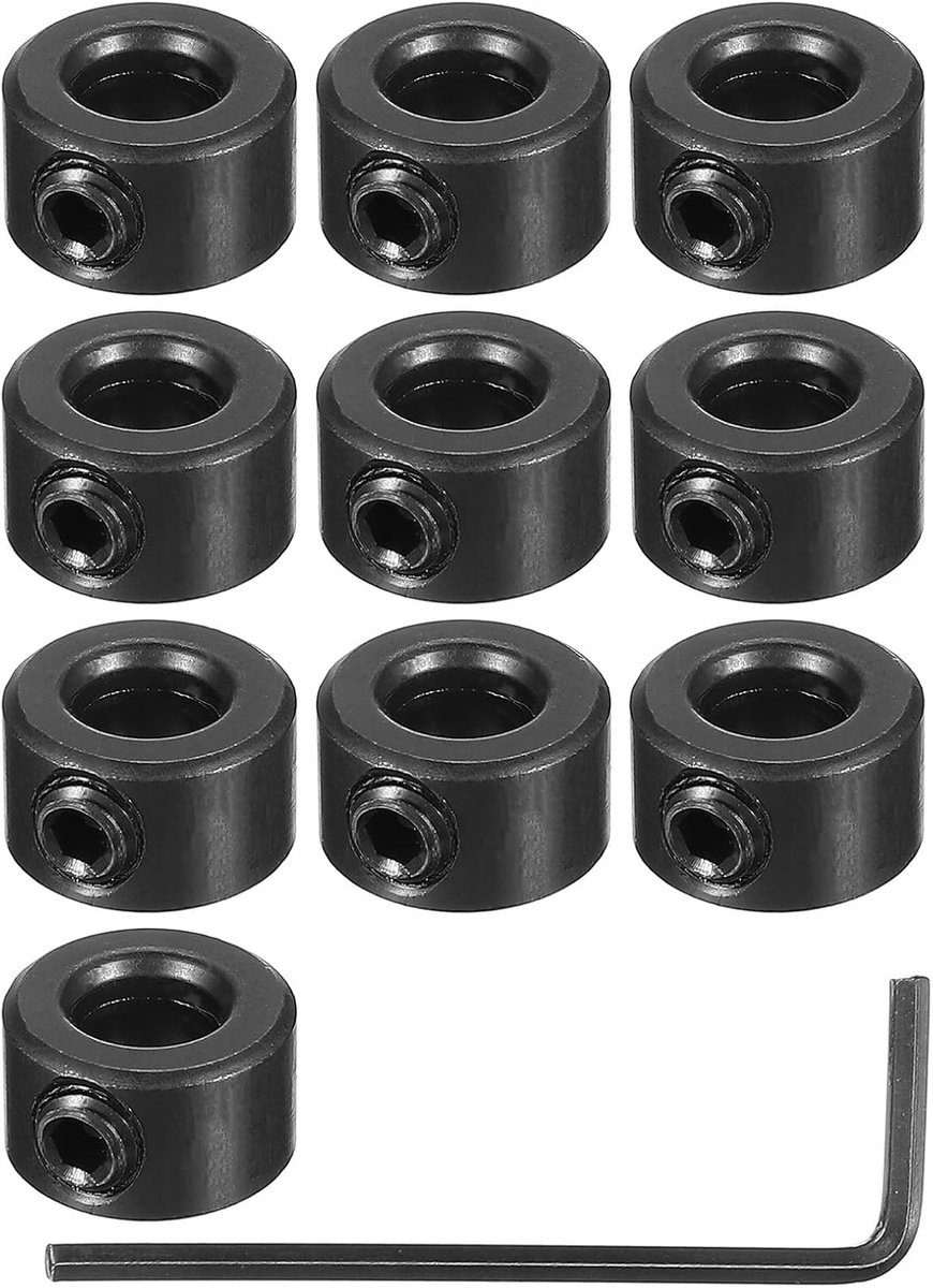 Boring 1/4 inch golfkraag 1/2 inch OD 5/16 inch dik, 10 stuks koolstofstalen zijklauwkraag met schroefdraad en sleutel voor de machinebouwindustrie, zilver