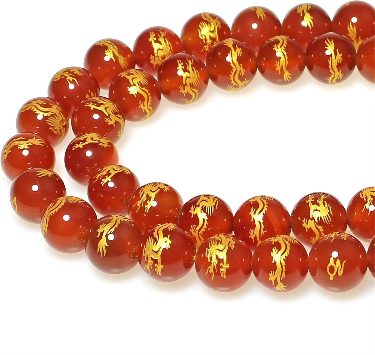 Kralen Carneool Gesneden Draak Ronde Losse Natuurlijke Halfedelsteen Kralen Voor het Maken van Sieraden Armbanden Kettingen