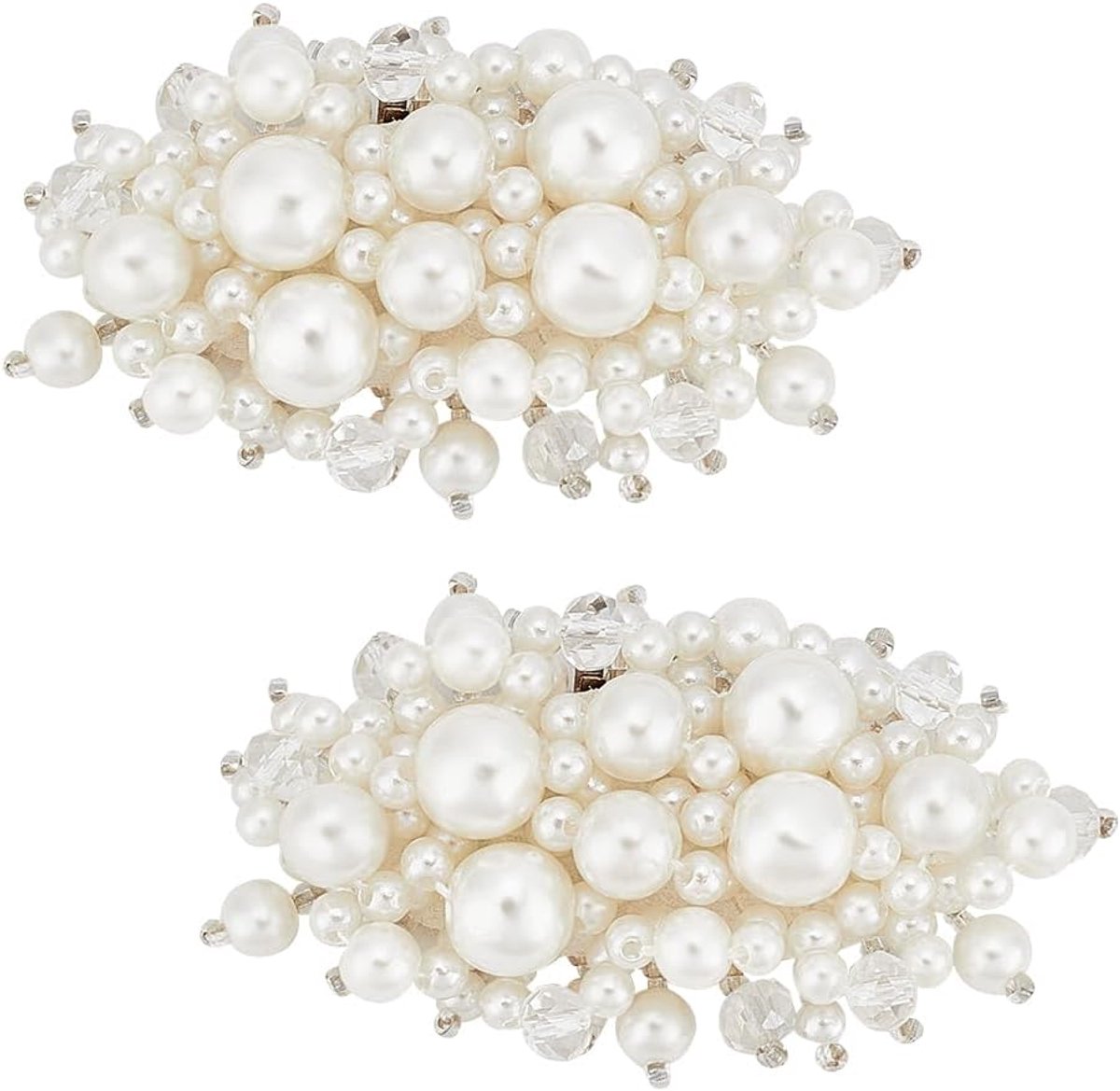 1 Paar Bloem Schoen 3.7x6.4cm Wit Bruidscharms met Kristallen Kralen Afneembare Handgemaakte Bloem en Schoenen Clips voor Vrouwen Meisjes