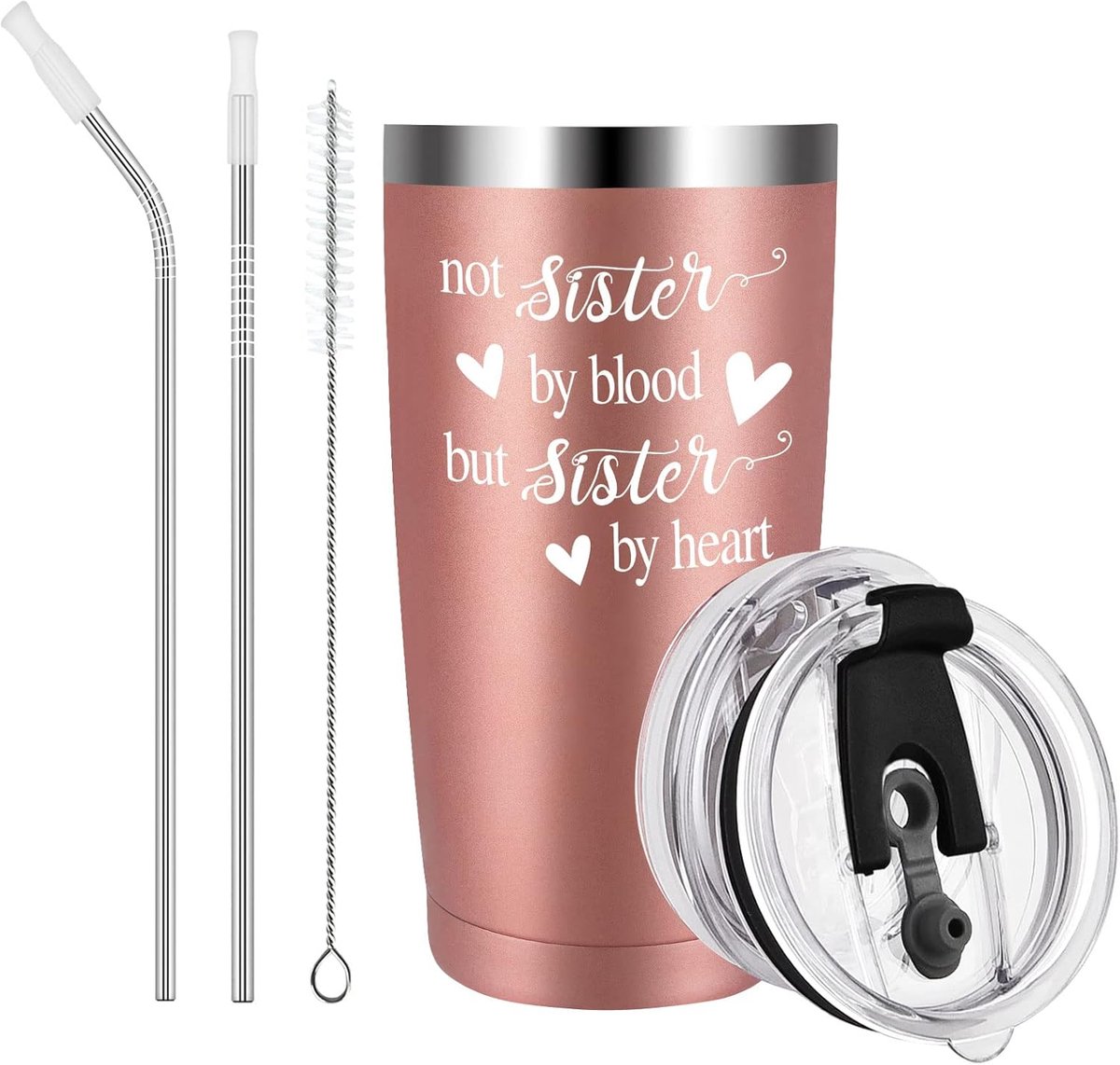 Kerstcadeau voor meisjes, vrouwen, zussen, 20 oz mok 'Not Sister By Heart' - 600 ml geschenkdoos