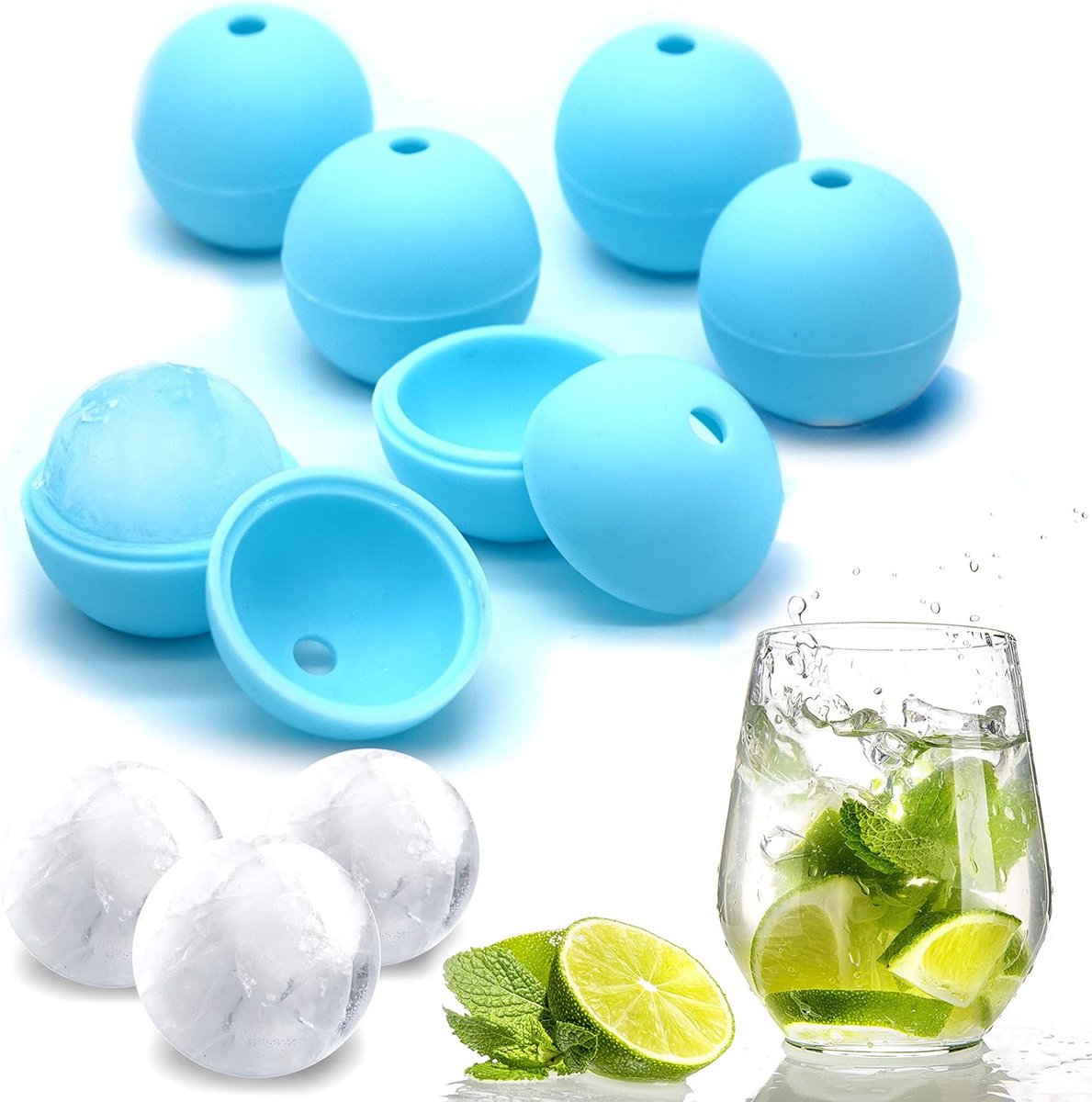 IJsballen 6 stuks - Siliconen 4 cm - BPA-vrij - Altijd perfecte ijsballen - SnelShoppen