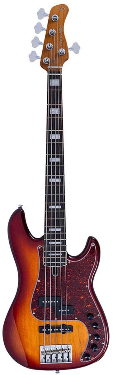 Sire P7N A5/TS Marcus Miller 5-snarige Actieve PJ Basgitaar Tobacco Sunburst met Elzen Body en Heritage-3 Preamp