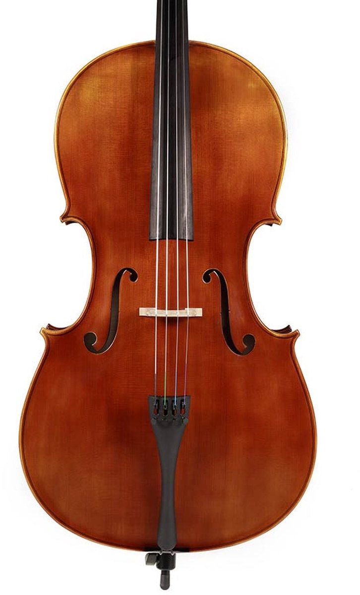 Rudolph RC-1034 cello, 3/4, geheel massief, olie lak, ebben toebehoren, gevlamd