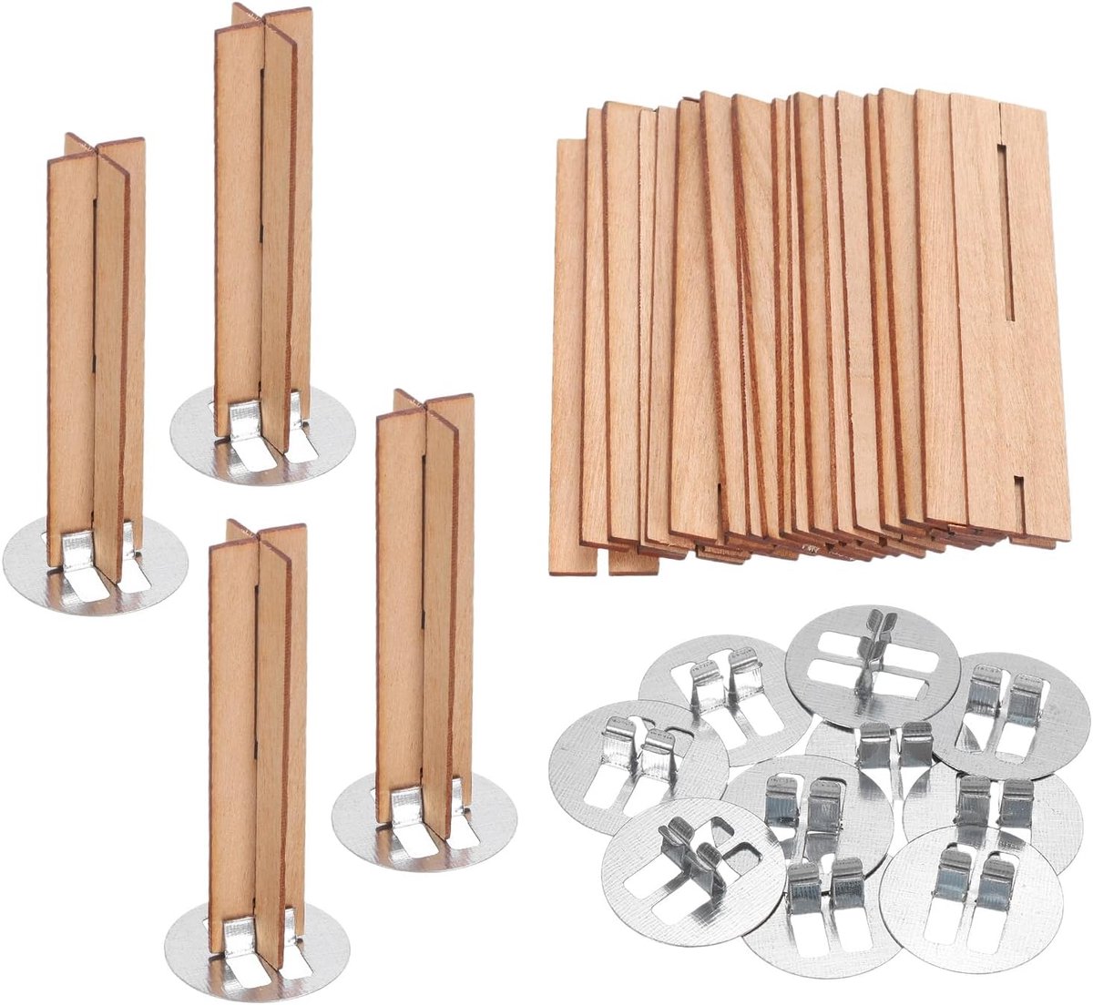 10 set houten pitloden, 0,5 x 2,4 inch Natuurlijke houten pitloden met standaard Kruisvorm kernen voor het maken van kaarsen