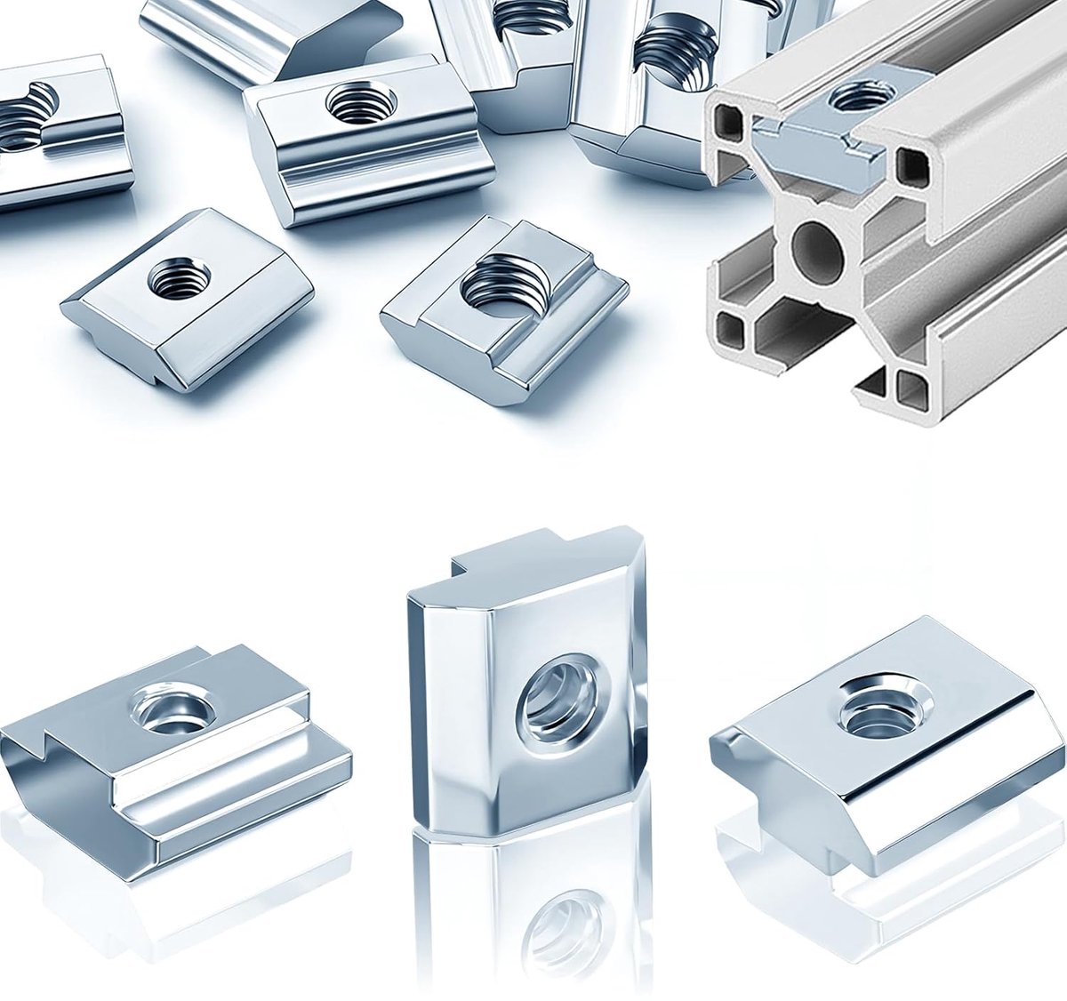 25 stuks sleufmoeren M6 moer 8, item groefsteen M6 type B 40x40, koolstofstaal T-schuifmoeren voor 40 aluminium profiel extrusiesleuf, Europese norm