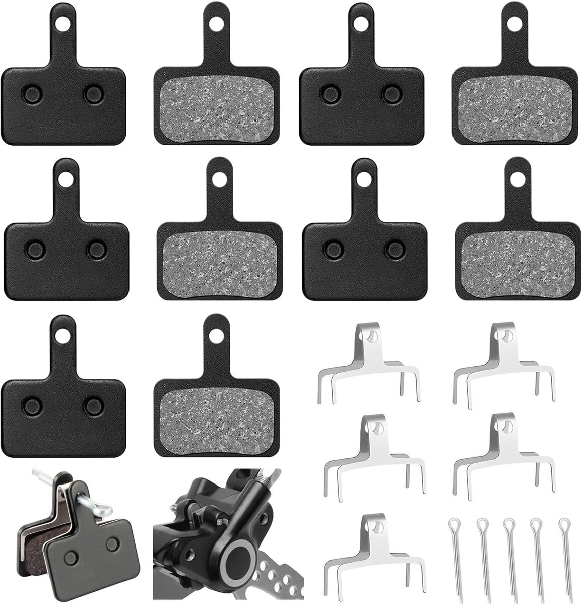 5 paar fietsremblokken, compatibel met Shimano Tektro B01S M315 M355 M375 M395 M415 M446 M447, duurzame schijfremblokken met uitstekend remvermogen en dissipatie