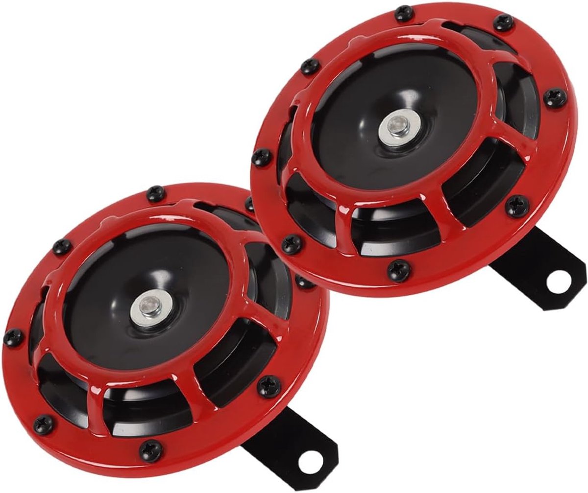 2 stuks 12v hoge claxon autoclaxon alternatieve elektrische onderdelen geschikt voor auto's, motoren (rood)
