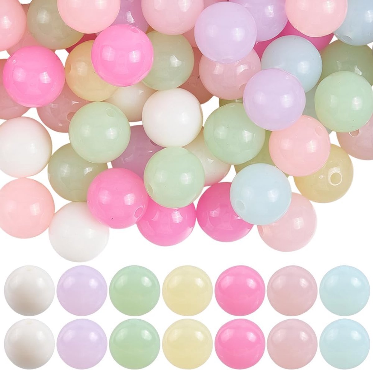 Kralen kit 16 mm acryl kralen bulk grote Kawaii snoep kleur ronde gelei ondoorzichtige dikke losse pen kralen voor sieraden maken armband ketting kralen haarband doe-het-zelf