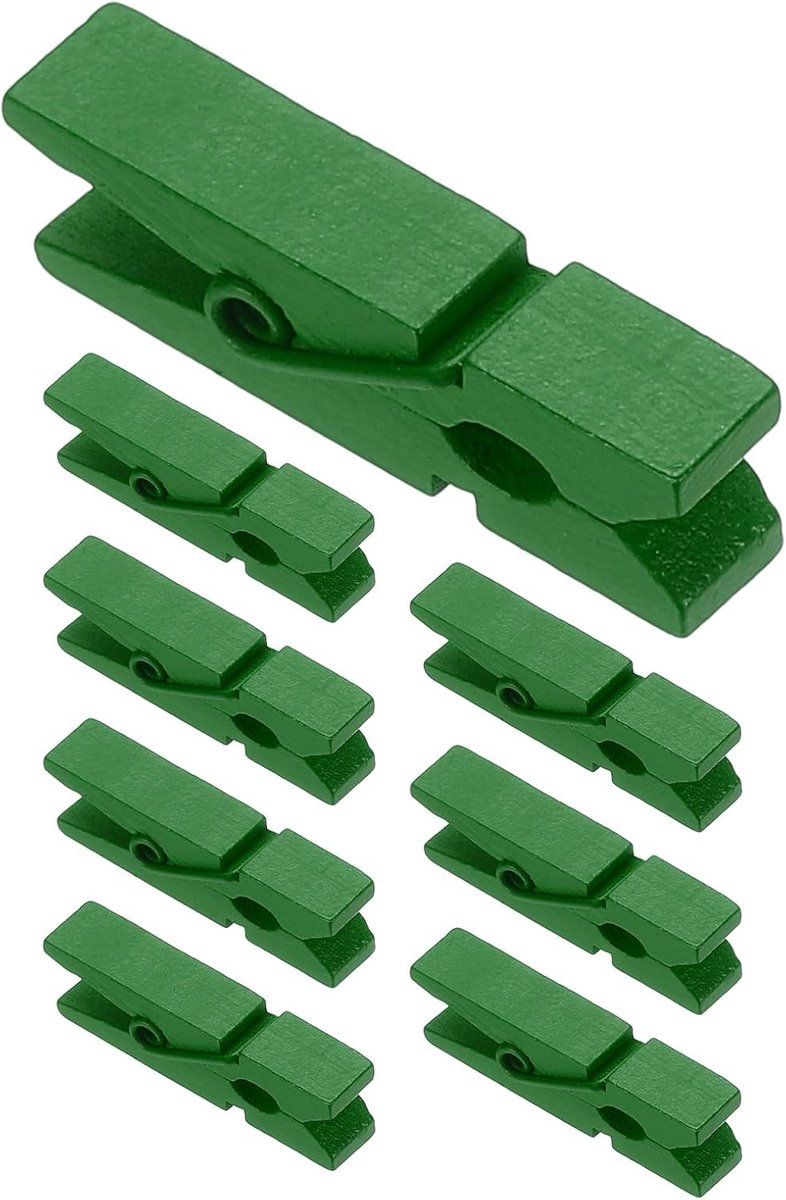 Wasknijpers, 50 stuks mini kleurrijke houten kledingclips, sterke grip fotoclips voor foto's, hangende kleding, decoratieve ambachten, groen