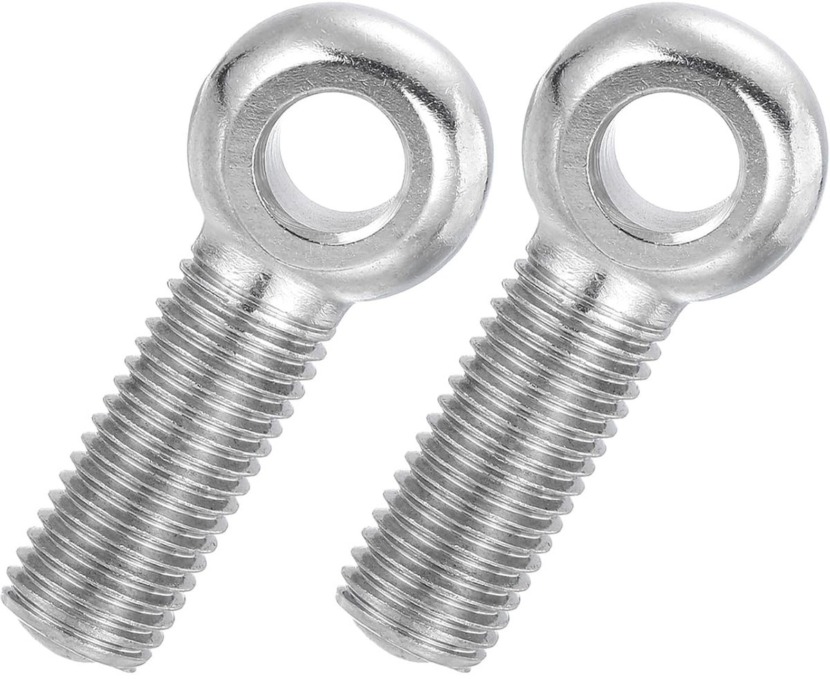 Oogbouten M16 x 50 mm hefoogbout voor schouderzwaaien, volledige schroefdraad van roestvrij staal 304, metrische schroefdraad, schuifgat, zilverkleurig