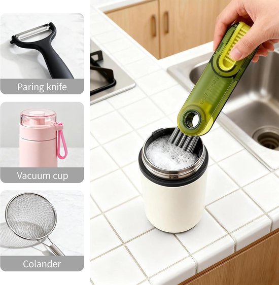 7-pack 3-in-1 multifunctionele bekerdeksel en flessenreinigingsborstels: essentieel gereedschap voor thuis en keuken, draagbaar en veelzijdig voor het efficiënt reinigen van waterflessen, bekers en — afbeelding 3