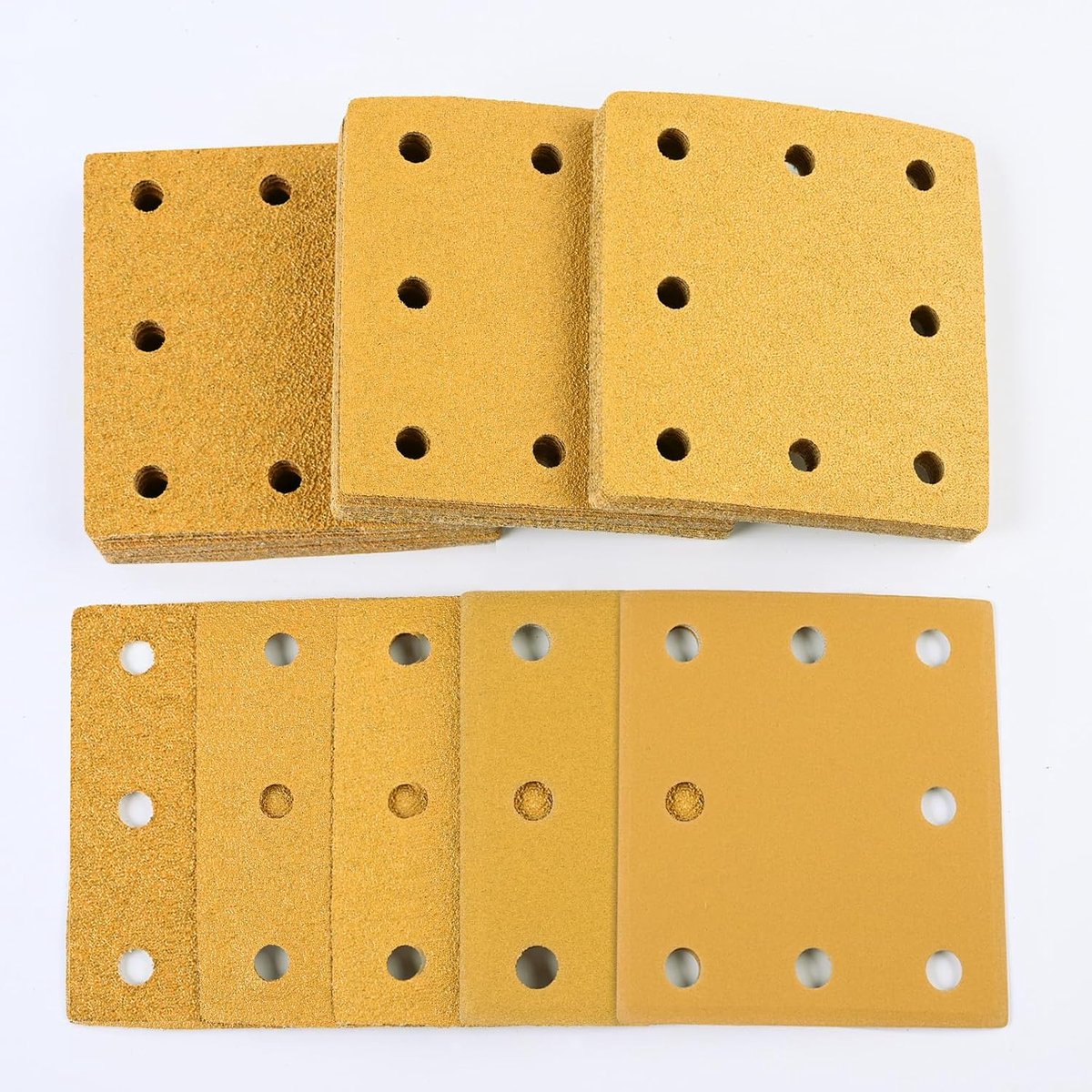 110 x 115 mm, 8 gaten, 50 stuks, klittenband-schuurpads P40/60/80/120/240, sterkere verwijdering, schuurbladen voor vlakschuurmachine op hout, metaal, lak, kunststof Sruhrak