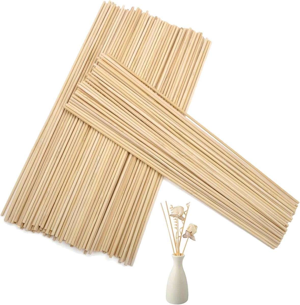 200 stuks suikerspinstaafjes, suikerspinstaafjes, 300 mm x 3 mm, suikerspinnenstaafjes, om te knutselen, bamboestokken, ijsstokjes, houten stokken, kandissuiker, stokken, knutselhouten stokken,