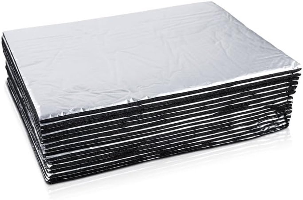 Isolatiematten voor auto, isolatiemat, schuimrubber, 40 cm x 25 cm x 5 mm, isolatiemat, zelfklevend, geluidsisolatiemat, vuurvast, vochtbestendig, waterdicht