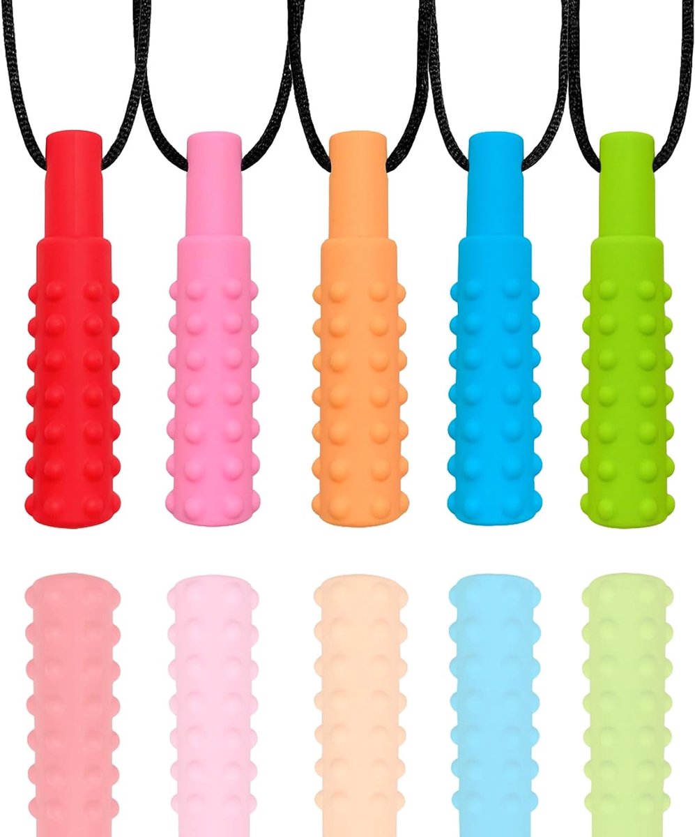 sensorische kauwketting, set van 5 kauwspeelgoed voor autisme, ADHD SPD, angstverlichting en orale motorkauwhulp voor kinderen