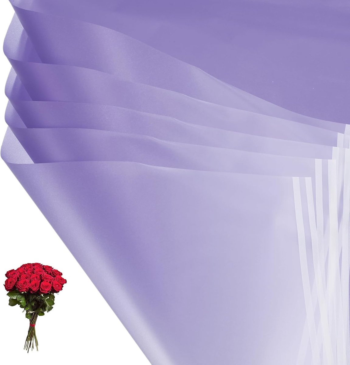 Cadeaupapier, 20 vellen waterdichte boeketpapierfolie, bloemistbenodigdheden, verpakking bloemistpapier voor bruiloft, doe-het-zelf handwerk, Valentijnsdag, Moederdag, paars