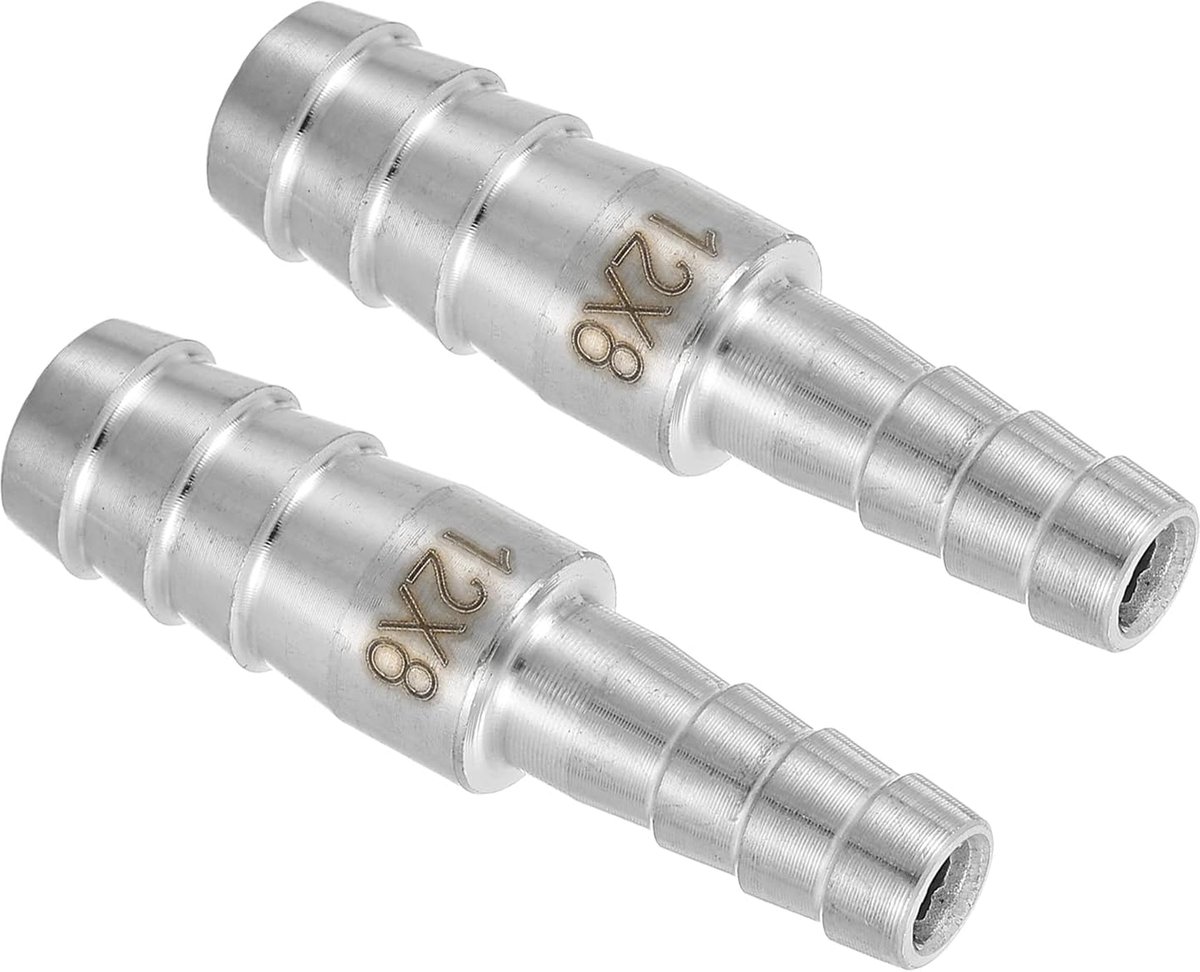 2 stuks 15/32" tot 5/16" slangaansluiting verloopstuk buisschroefverbinding, 304 roestvrij stalen slangkoppeling voor vacuümsystemen, industriële buisverbindingen, zilver