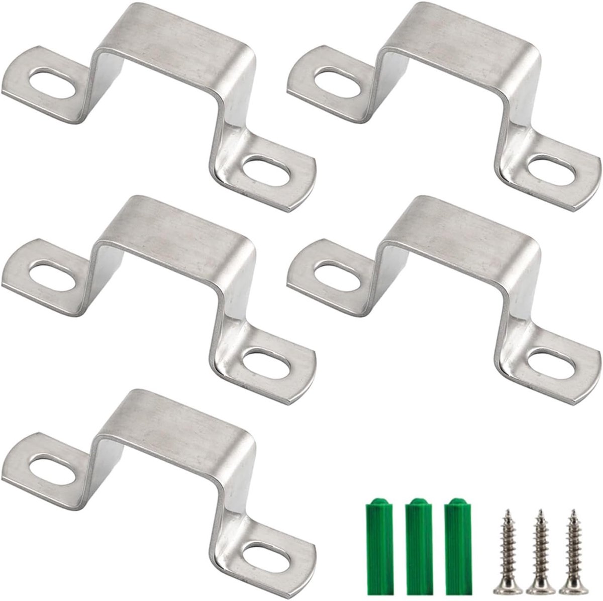 (5 stuks) M95x45mm Vierkante Buisbeugel 304 Roestvrij Staal U-vormige Metalen Beugel Pijphanger Riem Slangklem met Schroeven