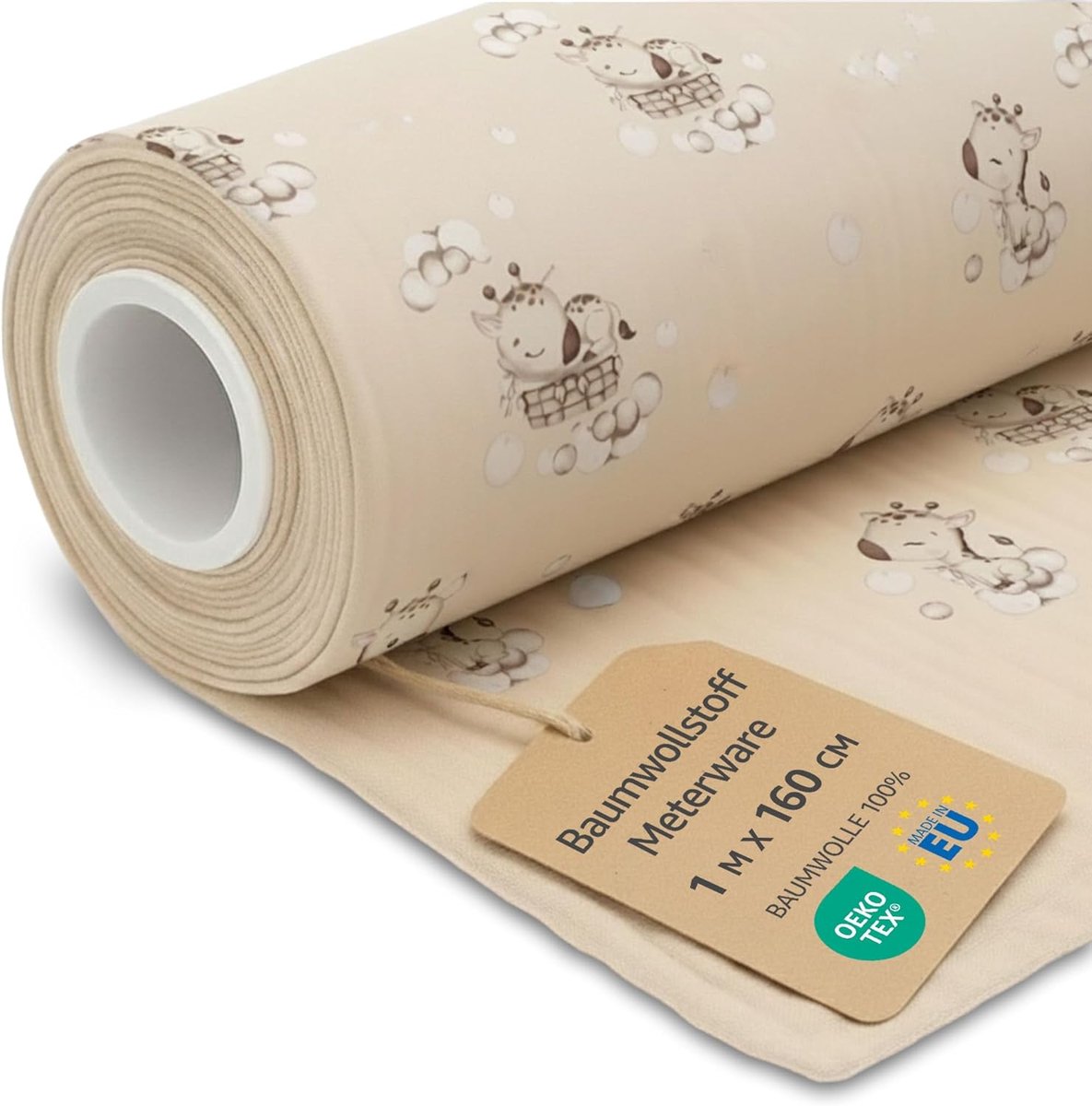 Stof per Meter Zuiver Katoen 2M x 160 cm – Naaistof Decoratiestof voor Patchwork Kleding Kussens Gordijnen Voering Ademend Huidvriendelijk en Zacht Giraffen
