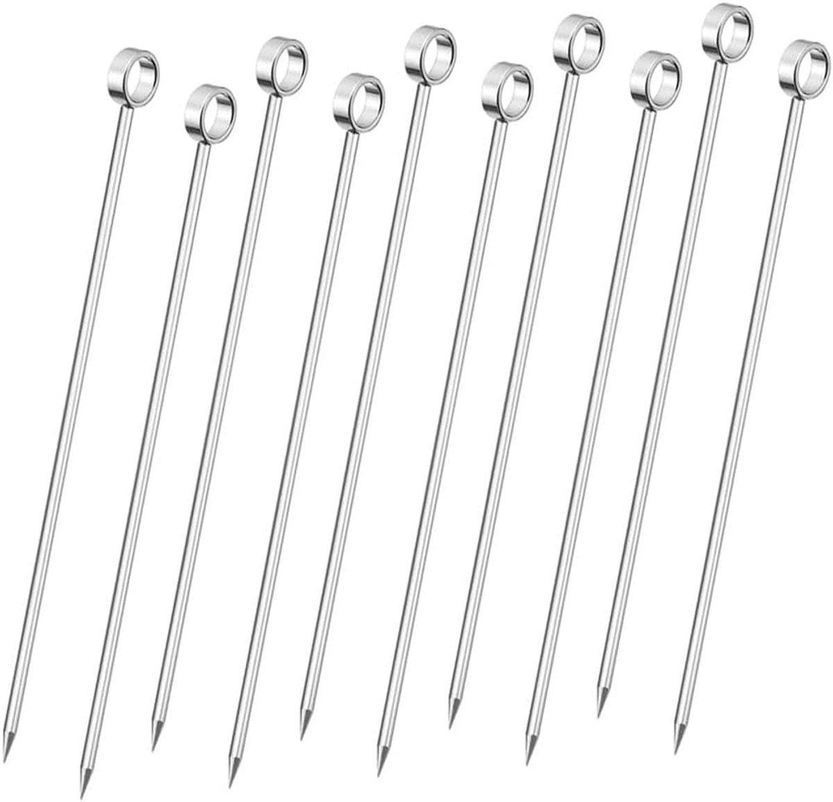 10 stuks roestvrijstalen cocktailspiesjes, cocktailsticks van roestvrij staal, roerstaafjes, herbruikbare cocktail fingerfood sticks voor lekkere snacks, antipasti, cocktails, kersen, citrus