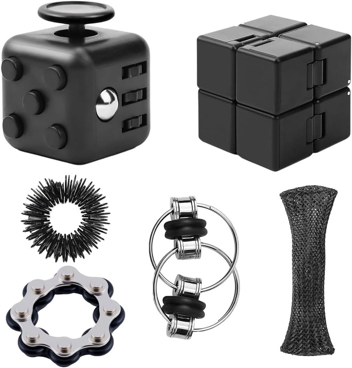 Fidget Cube 6 stuks antistress dobbelstenen, speelgoed, fidget toys, anti-stress speelgoed, Infinity Cube voor kinderen en volwassenen, stressverlichting bij zenuwachtigheid
