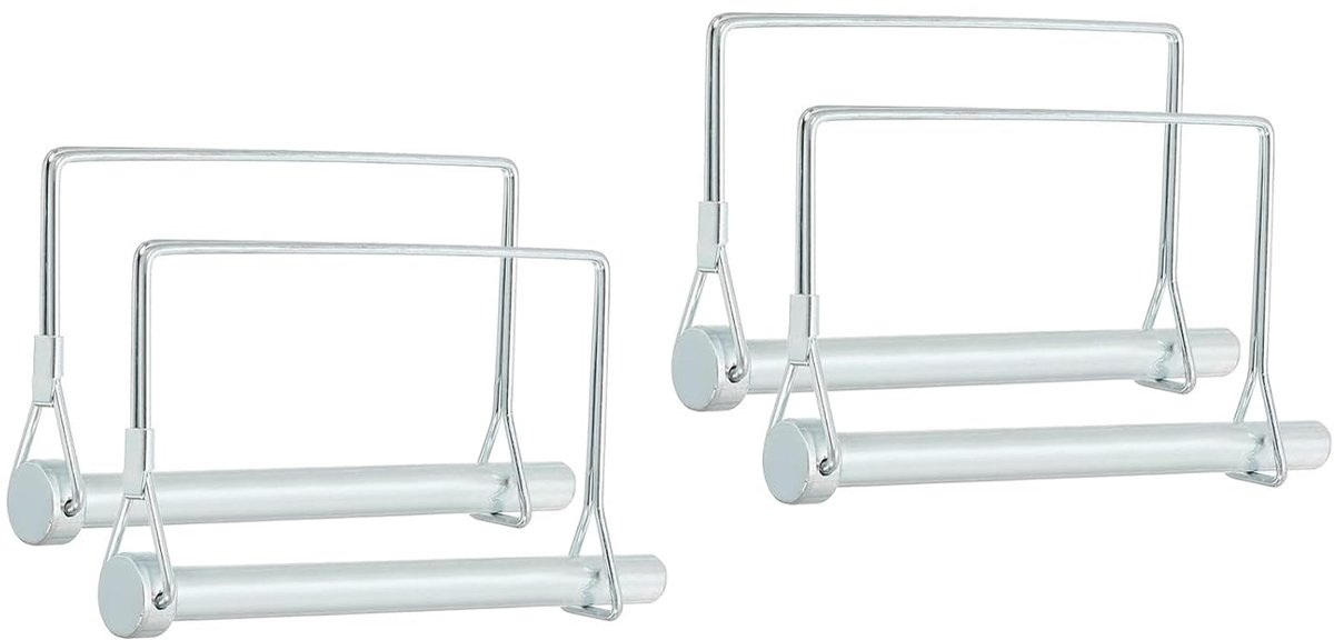 Koppelingspen voor aanhanger 3/8 inch x 4-23/32", 4 stuks vierkante veiligheidspen met zekeringsdraad, ronde pen, pto voor landbouwaanhangers voor grasmaaiers, zilver (10 x 120 mm)