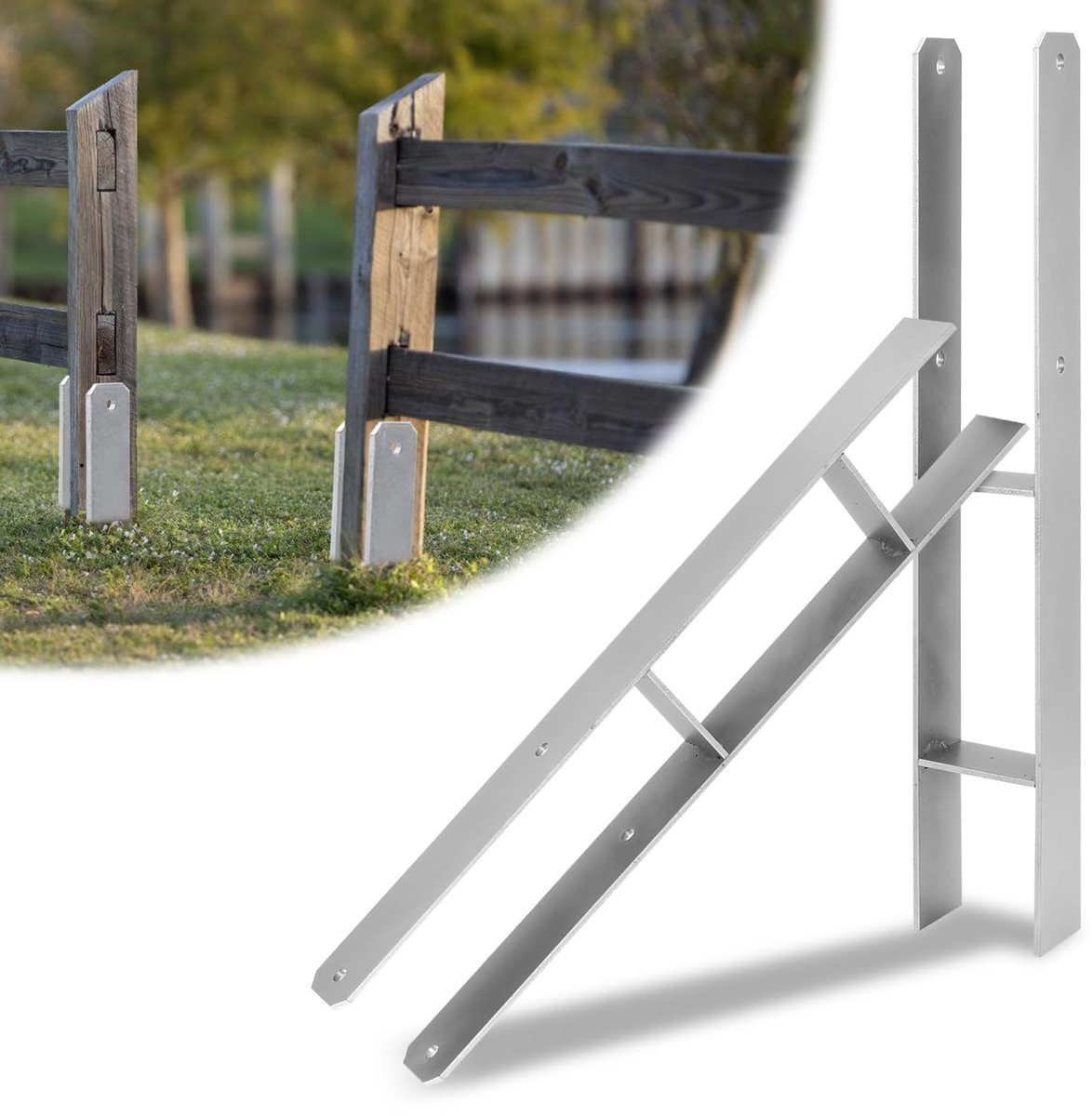 2 x H-paalanker, 141 mm, H-paalhouder voor hek- en houten palen, robuuste H-ankers voor tuinhek, carport, paviljoen en houtbouwprojecten (141 x 600 mm)