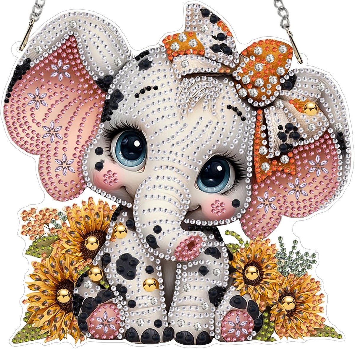 Olifant Diamond Art hangende kits voor volwassenen met ketting, speciaal gevormde diamant schilderij ornamenten kits, doe-het-zelf edelsteen kunst hanger geschenken voor thuis deur muur decor