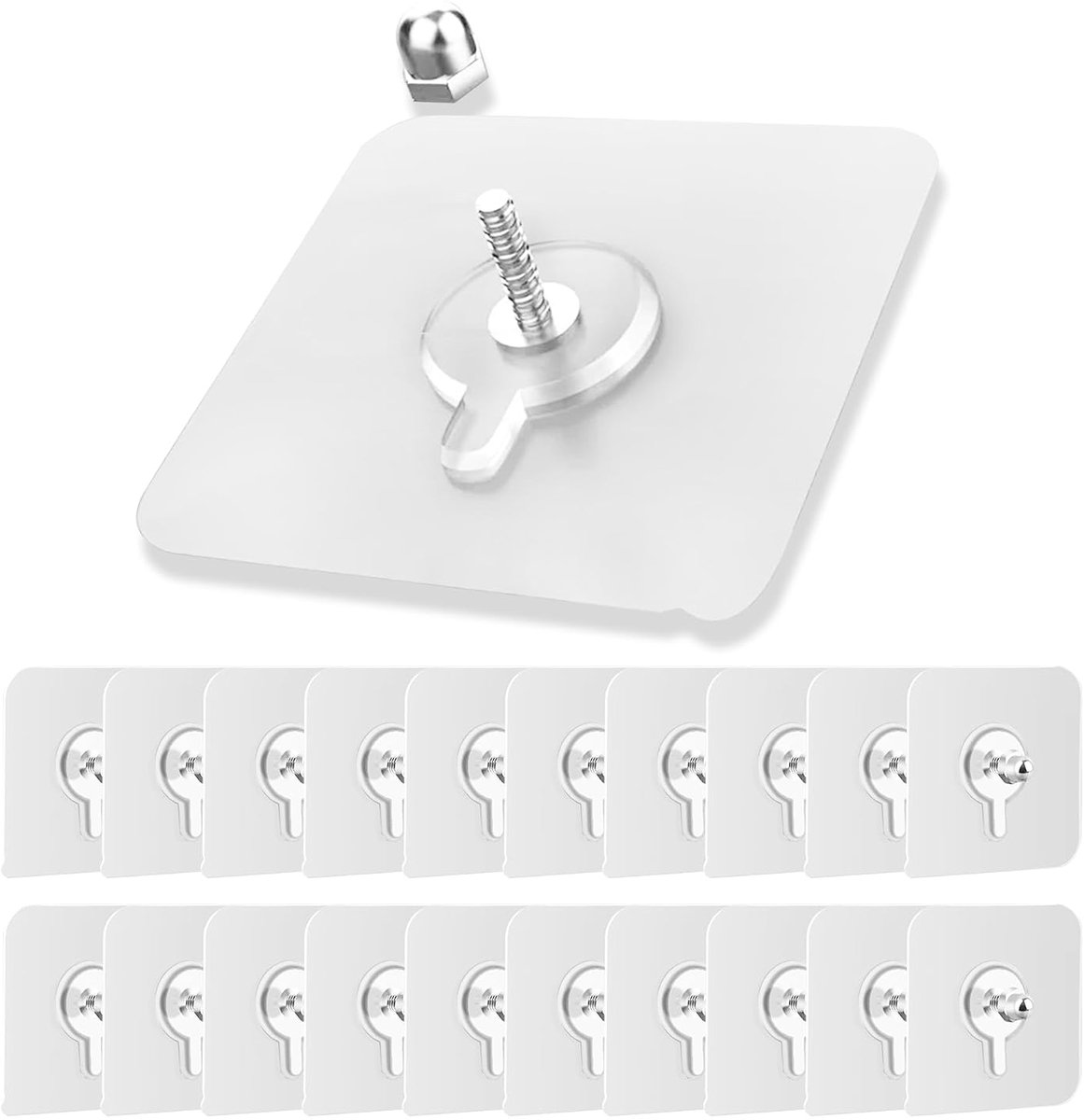 20 Stuks Zelfklevende Fotohaken, zelfklevende schroef, kleverige schroef, transparant fotohaken, Geschikt voor het ophangen van foto's, afbeeldingen, muurschilderingen, klokken, enz. (6mm+8mm)