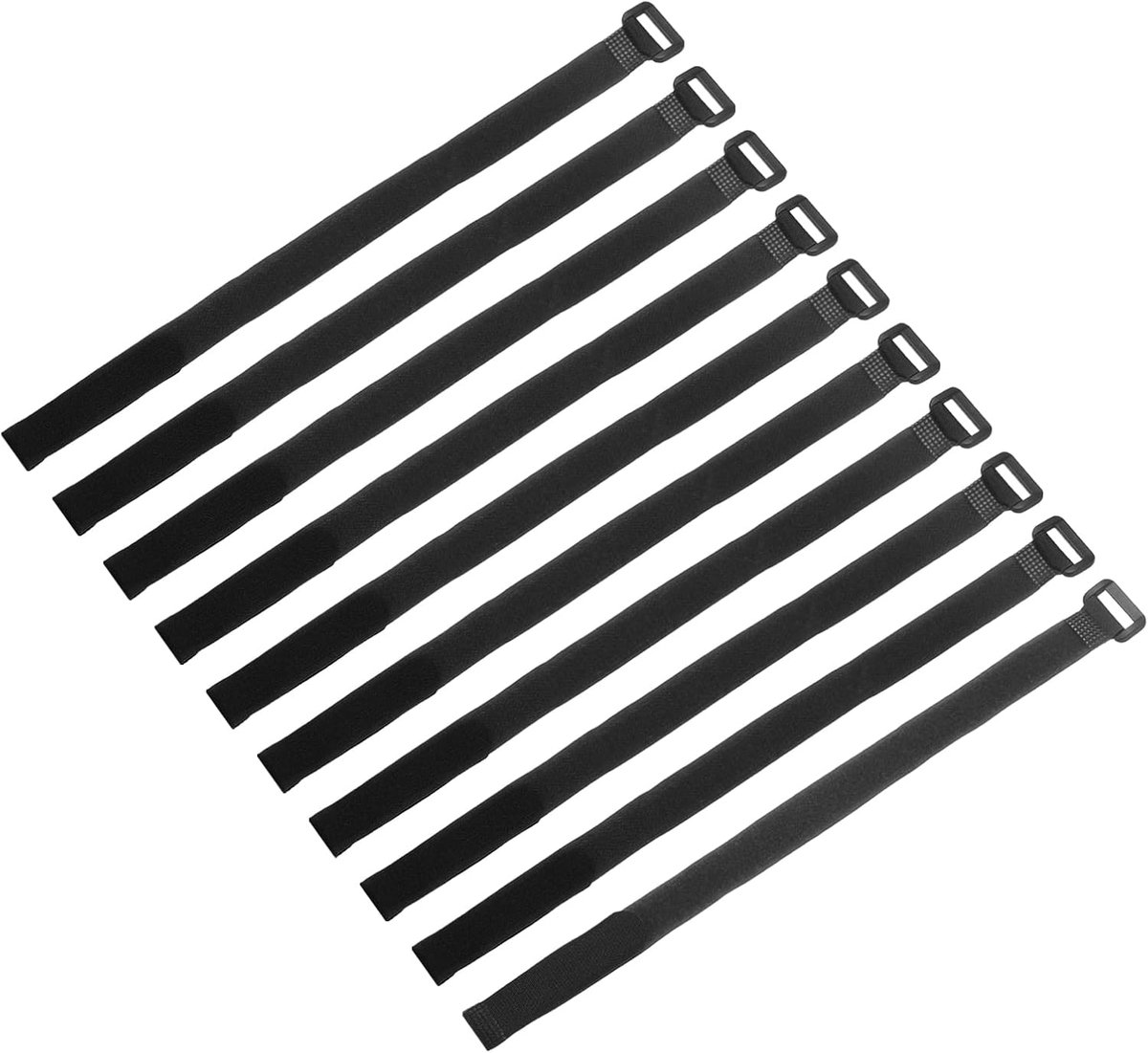 10 stuks verstelbare herbruikbare kabelbinders voor batterij 20 mm x 40 cm nylon multifunctionele spanband met haak en klittenbandsluiting voor quadrocopter zwart