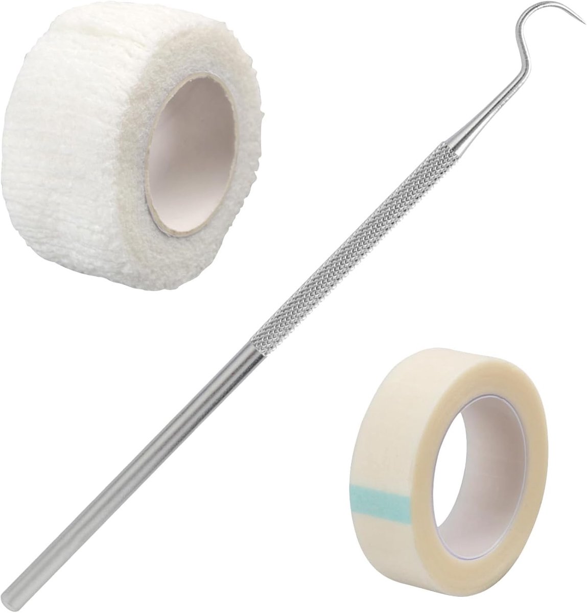 1 x wattenhaak voor het tamponeren van teennagels, 1 x tamponade voor de nagelplooi, 1 x flexibele teenband, set 1