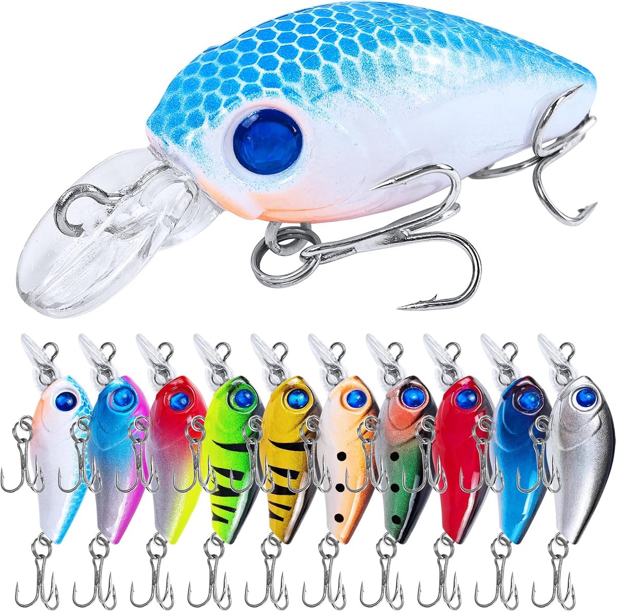 Visaasset, 10 stuks Crankbait snoekaas, visaas, Minnow, zoetwater, zoutwatervissen, cadeau voor forel, baars, zalm