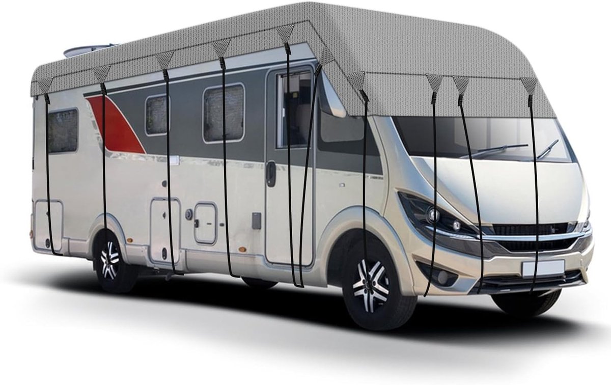 dakbescherming voor caravans, camper, robuuste 4-laagse waterdichte dakhoes, alle weersomstandigheden, autohoes voor buiten, zon, regen, stof, UV-bescherming, 3 x 5 m
