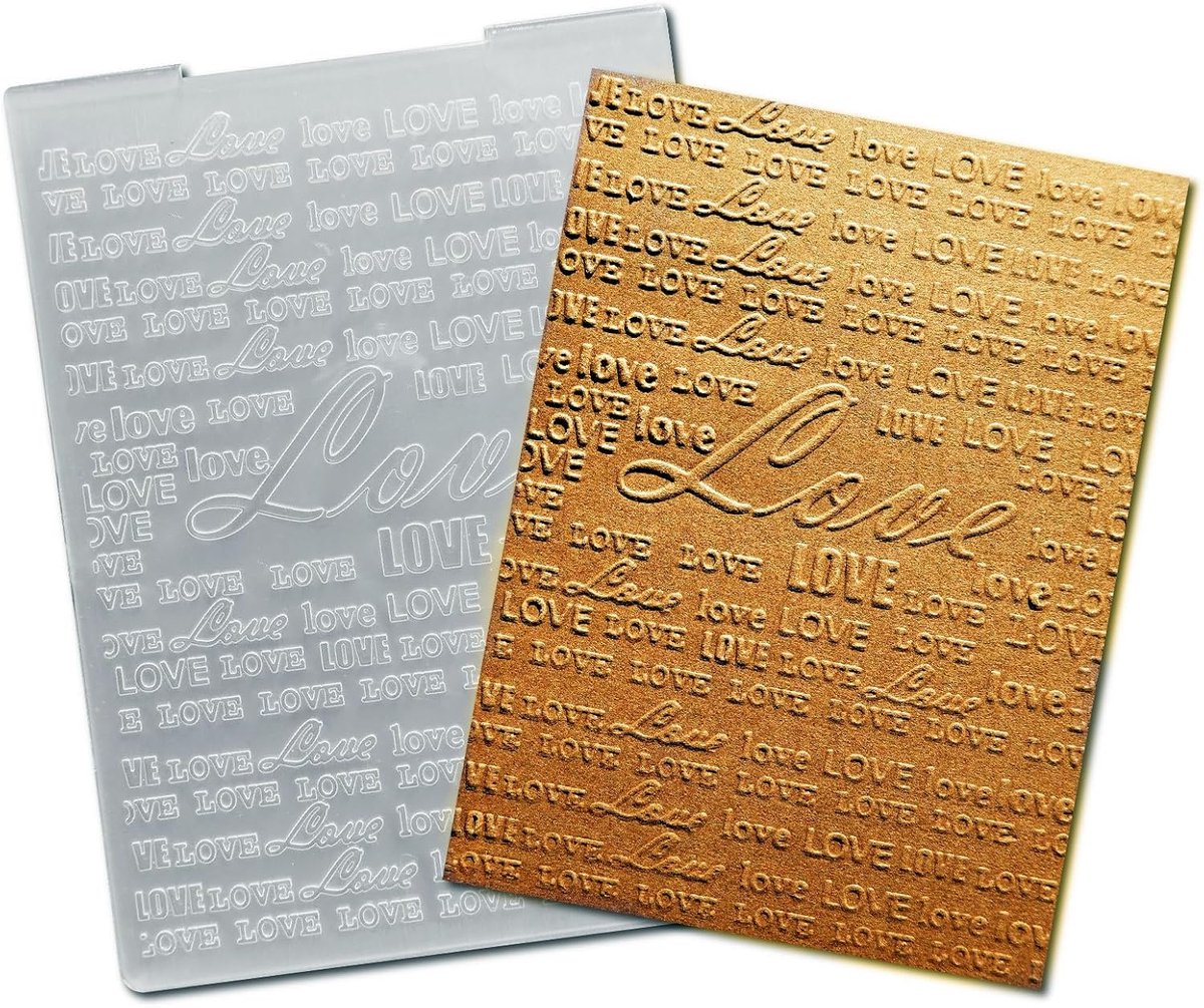 Houdt van Tekst Woorden Achtergrond Plastic Embossing Mappen voor Kaart Maken Valentijnsdag Embossing Map voor Scrapbooking Pagina's Papier Crafting Klei Decoratie