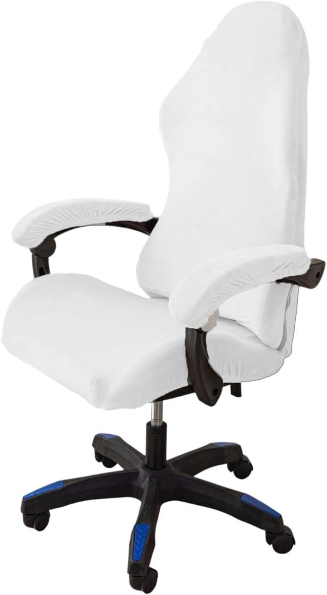 4 stuks, met armleuningen, stoelrug, antislip, afneembaar, wasbaar, goede elasticiteit, voor gamingstoelen, computerstoelen (wit)
