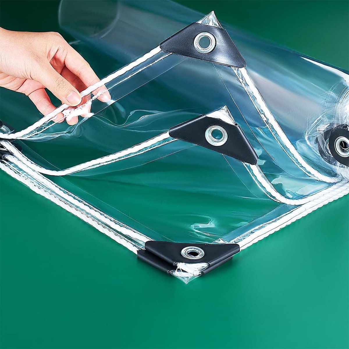 pvc, waterdicht, transparant, met ingestanste ringen, gatafstand 30 cm, 0,35 mm, weerbestendig zeil, duurzaam en scheurvast, 420 g/m², transparant, voor terrassen, outdoor, windscherm (2 x 3