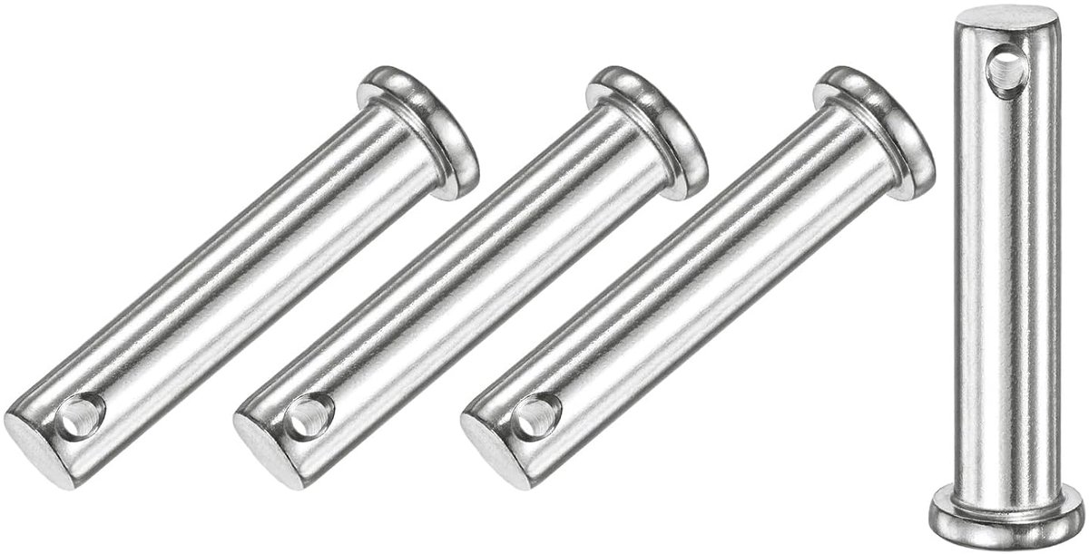 METERXITY Set van 4 vorkpennen met één gat, M10 x 50 mm, platte kopvorkpennen van roestvrij staal 304, herbruikbaar verbindingsscharnier