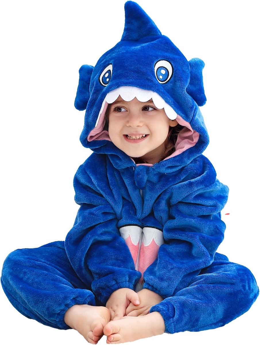 Baby speelpak peuter romper dier jumpsuit 3-36 maanden | Soepel lopende ritssluiting, zacht flanel, met capuchon, machinewasbaar, ideaal voor feestjes, verjaardagen en oudejaarsavond