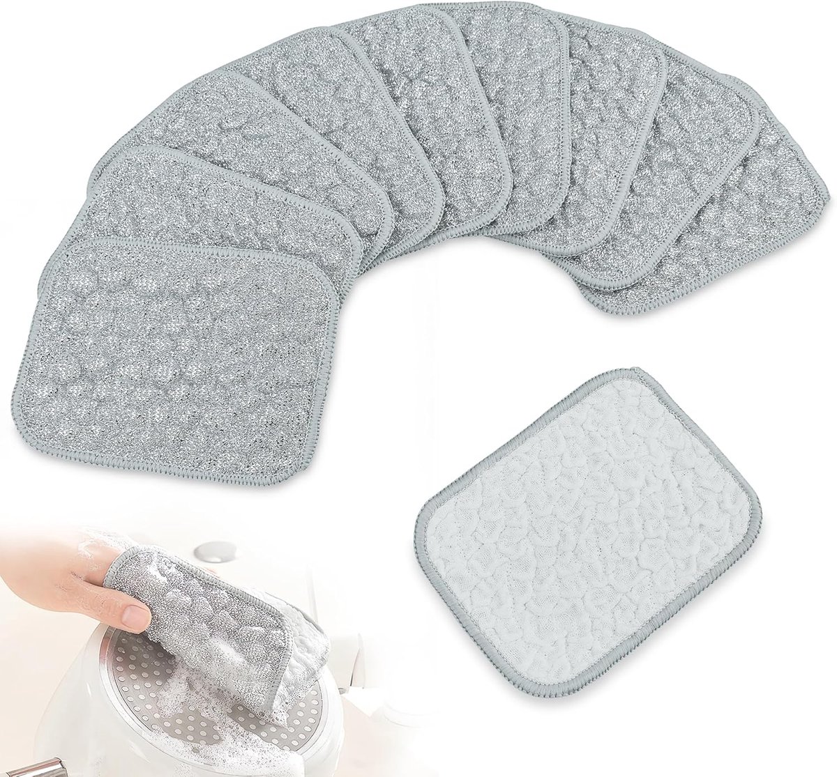 10 Stuks Herbruikbare Afwasspons Dubbelzijdige Sponzen Wasbaar Bamboevezelspons Keukenspons Niet Kras Schrobberspons Schoonmaakspons Multi-Use voor Gootstenen, Schotels, Fornuizen, Keuken